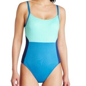 L.L.Bean Womens Plus Size 26W Colorblock Swimsuit With Adjustable Straps UPF 50+